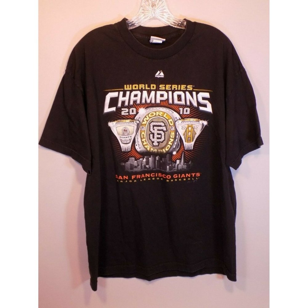 2010 San Francisco Giants World Series Champions Rings Majestic T-Shirt XL Mens